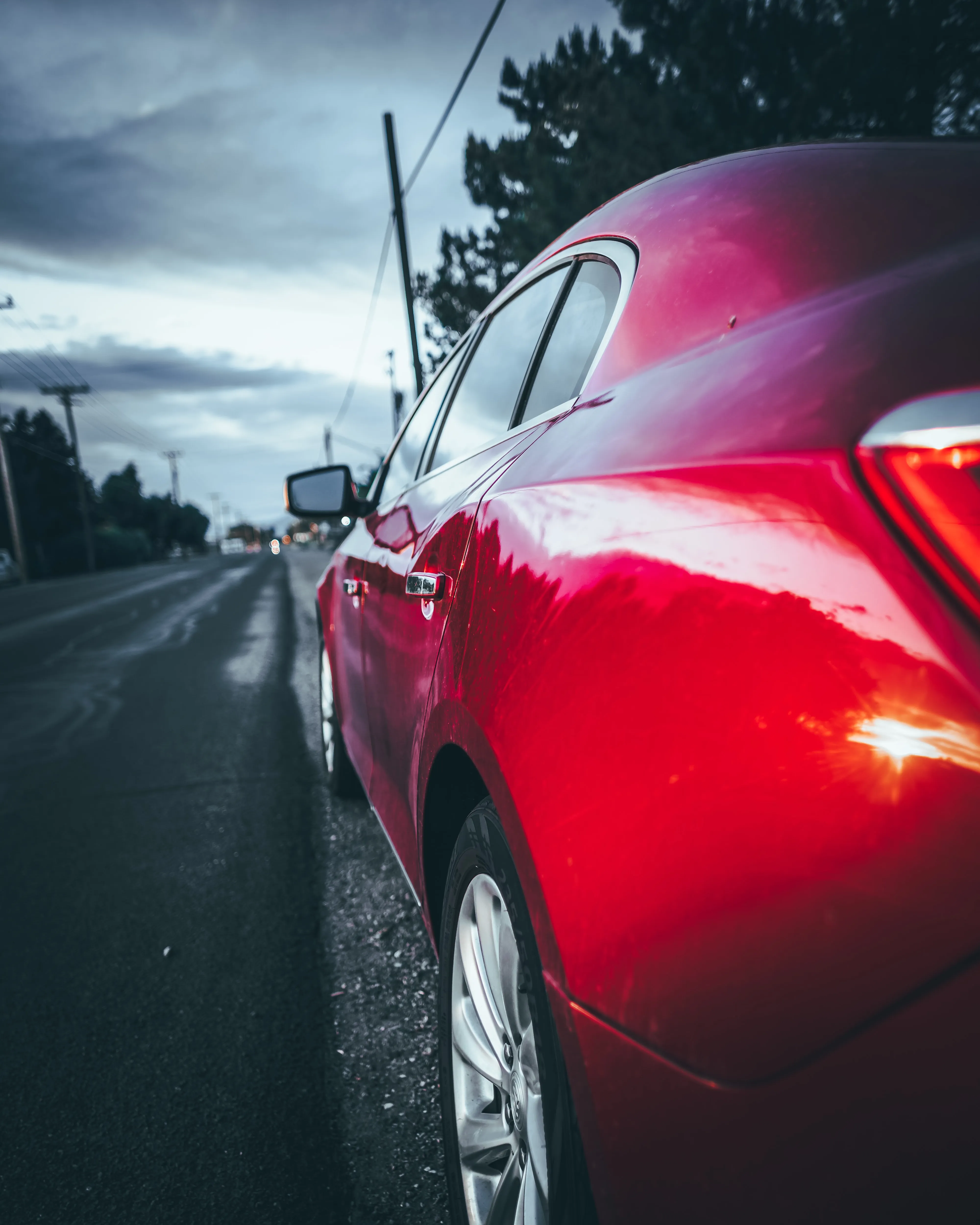 Glossy red car panel after a respray